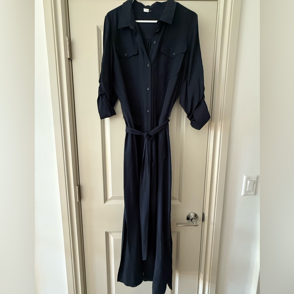Madewell Navy Maxi Shirt Dress